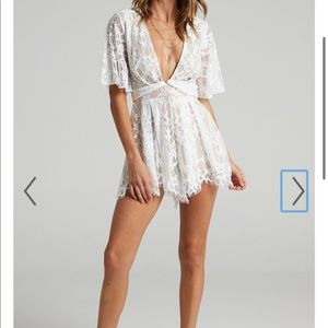 Showpo. BREAK THE BAR PLAYSUIT IN WHITE LACE